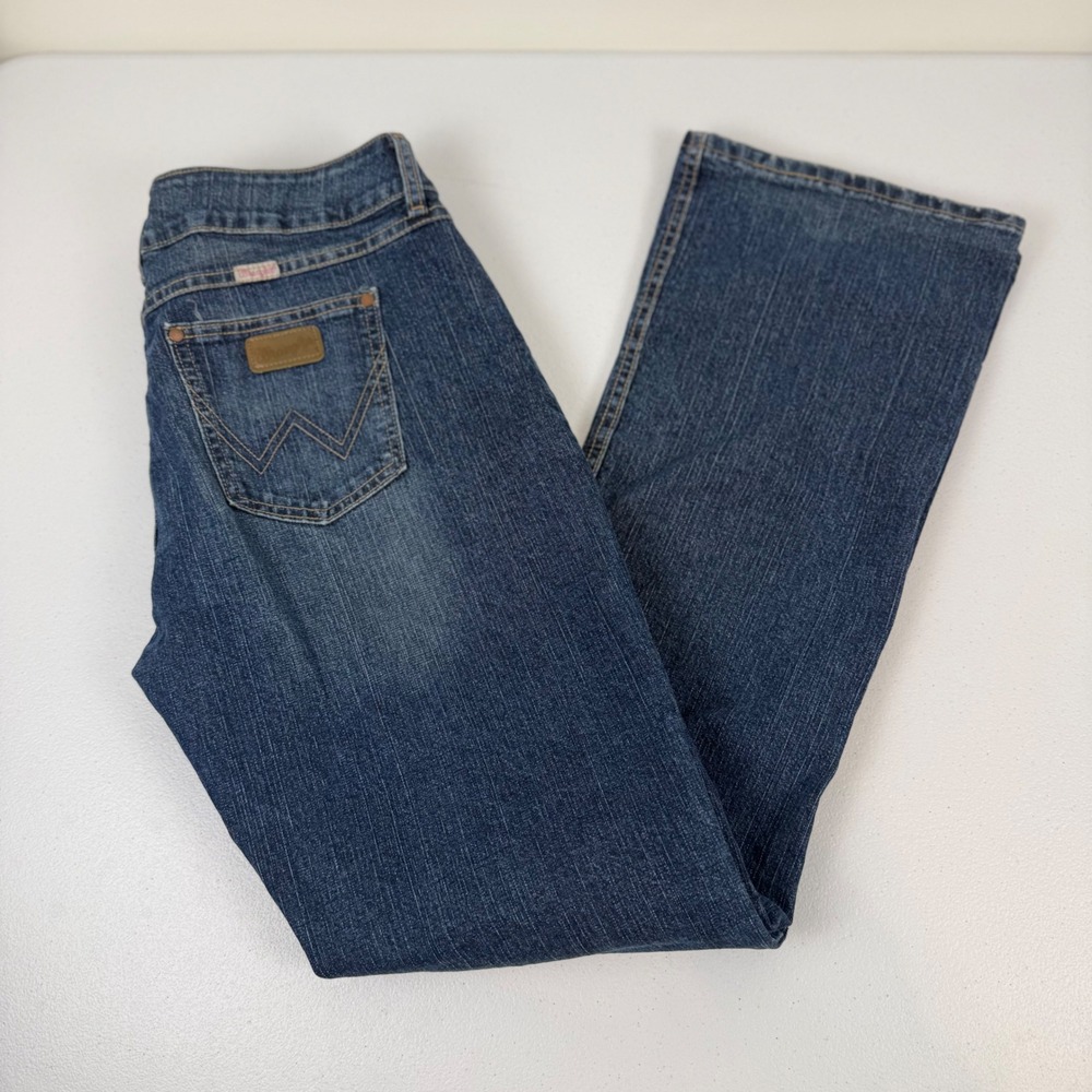 Wrangler Premium Patch Women's/Juniors Bootcut Jeans Dark Wash Blue 13/14x34